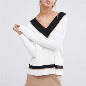 ASOS New Look Contrast Colorblock VNeck Sweater